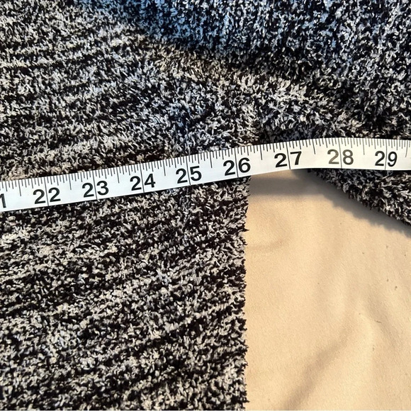 Barefoot Dreams CozyChic Med Marled Black White Oversized Hooded Long Cardigan - Picture 9 of 10